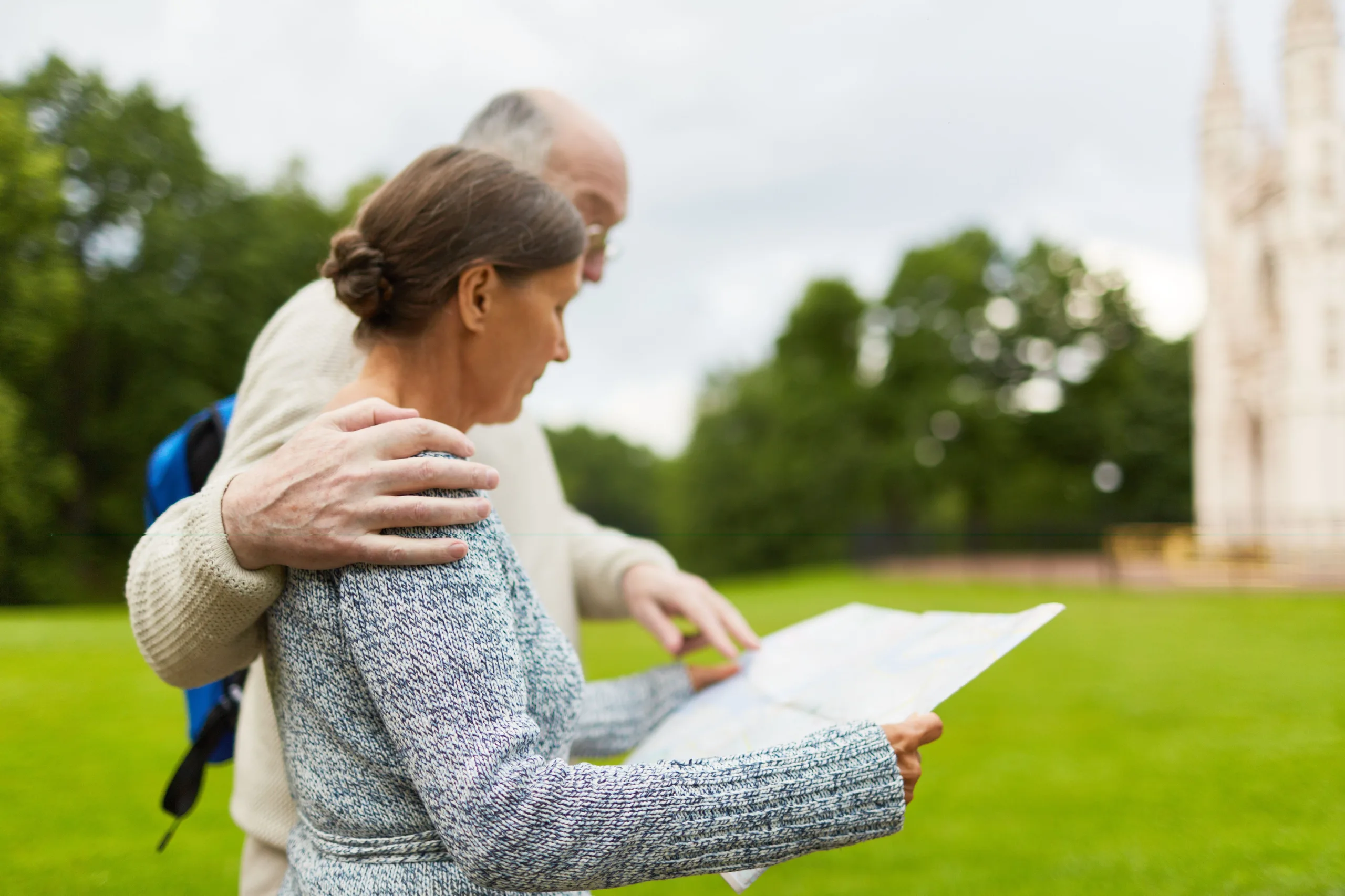 old couple looking at a pension form